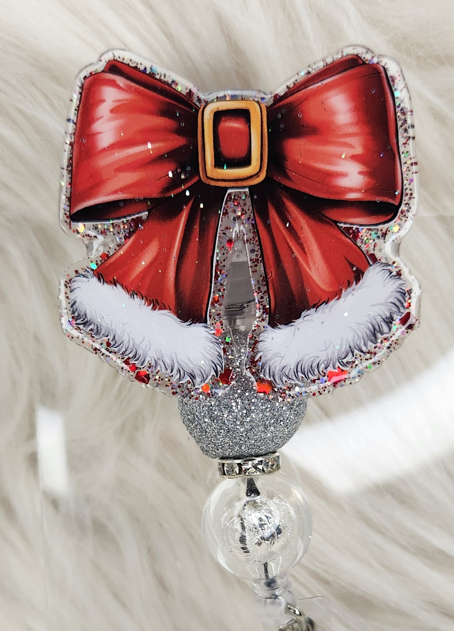 Santa Bow Badge Reel Face