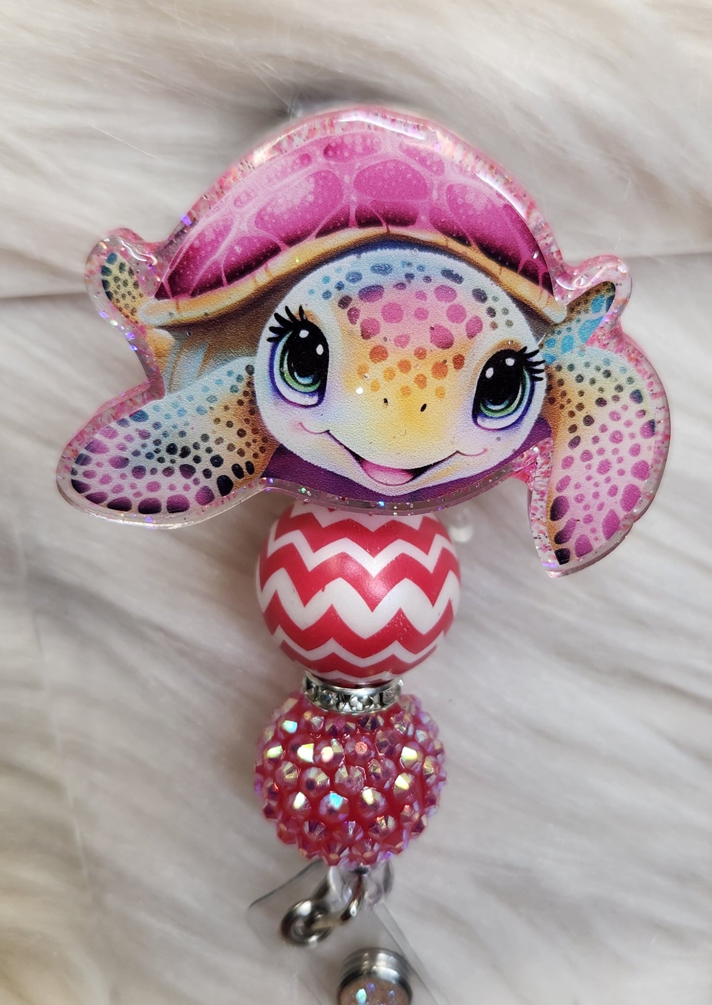 Pink Turtle #2 Badge Reel Face