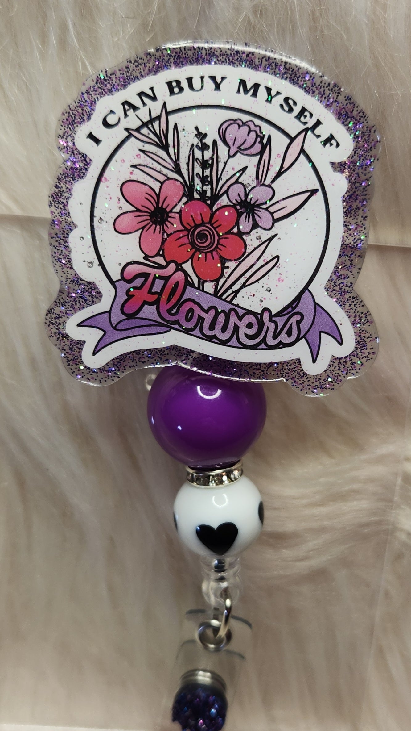 Buy Myself Flowers Badge Reel Face