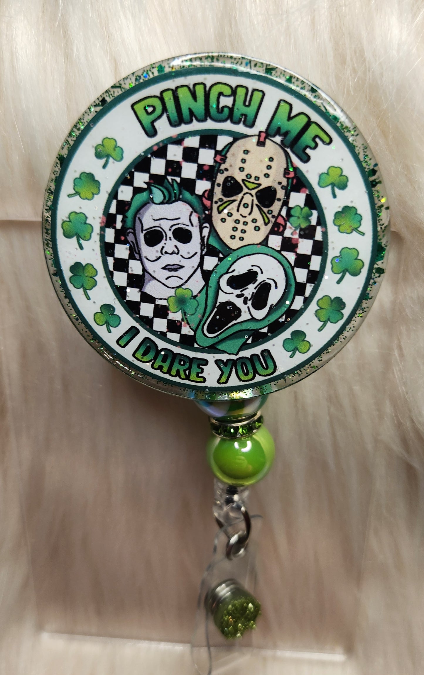Pinch Me I Dare You Badge Reel Face