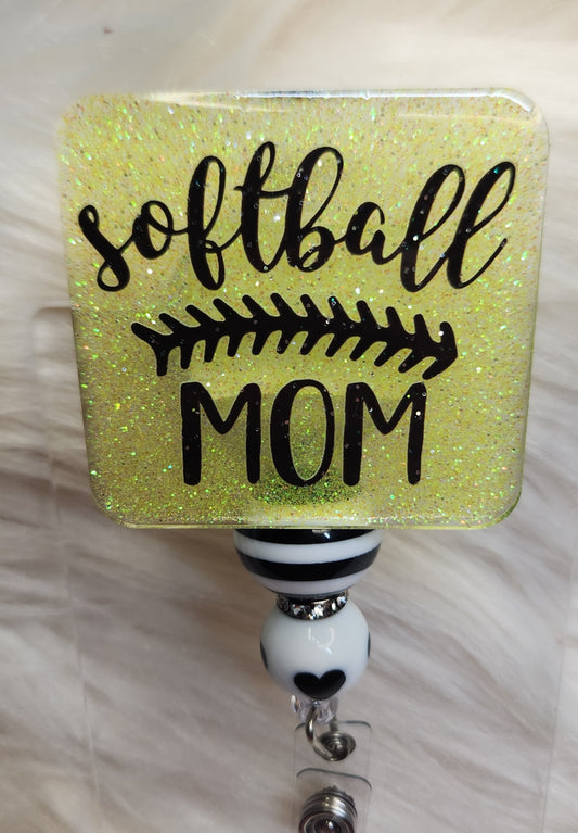 Softball Mom Badge Reel Face