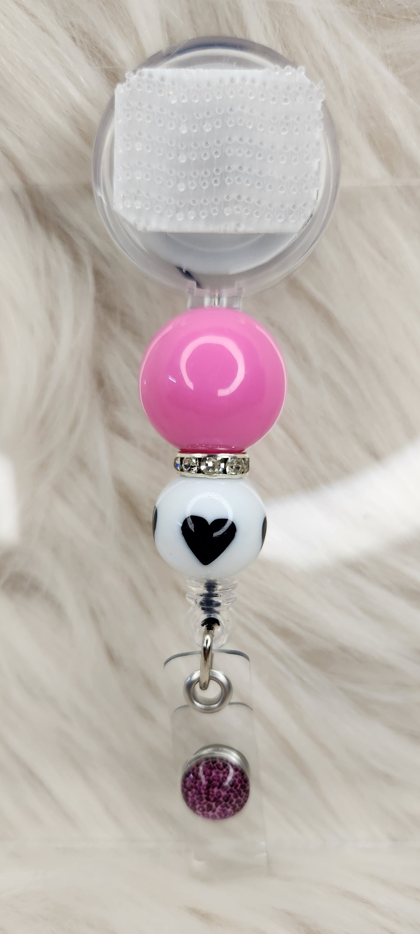Pink with Heart Badge Reel(Alligator Clip)