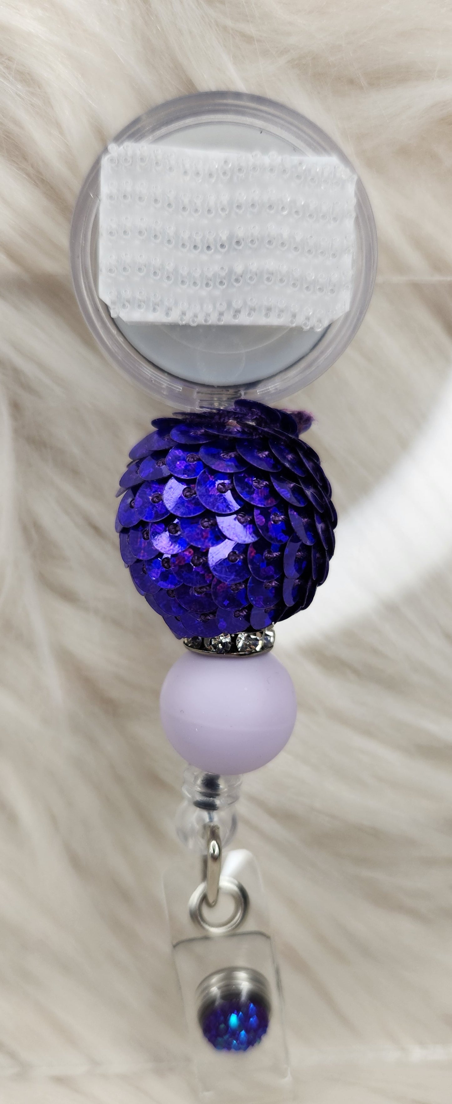 Purple Sequin Badge Reel(Alligator Clip)