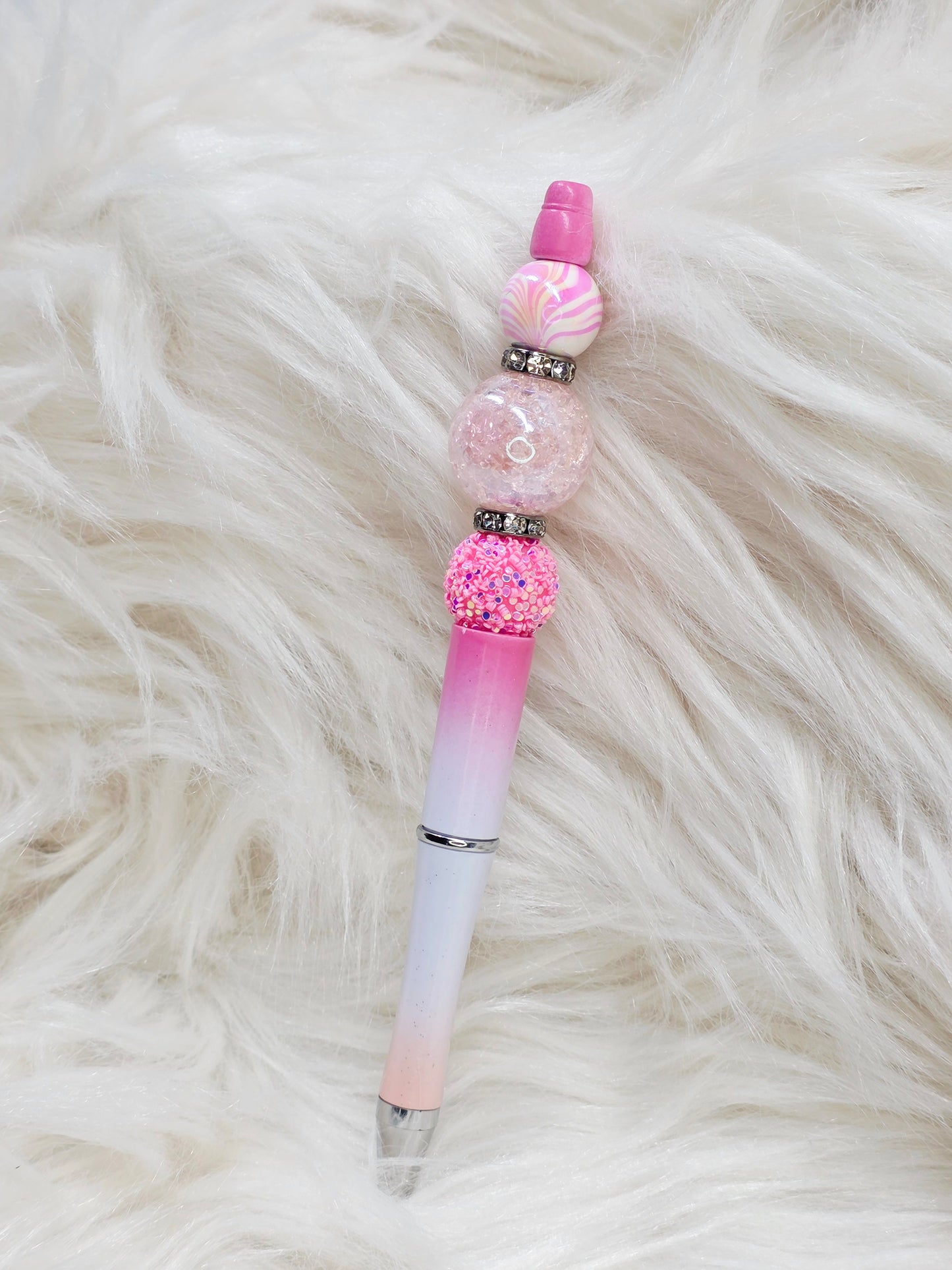 Pink Swirl Beaded Pen