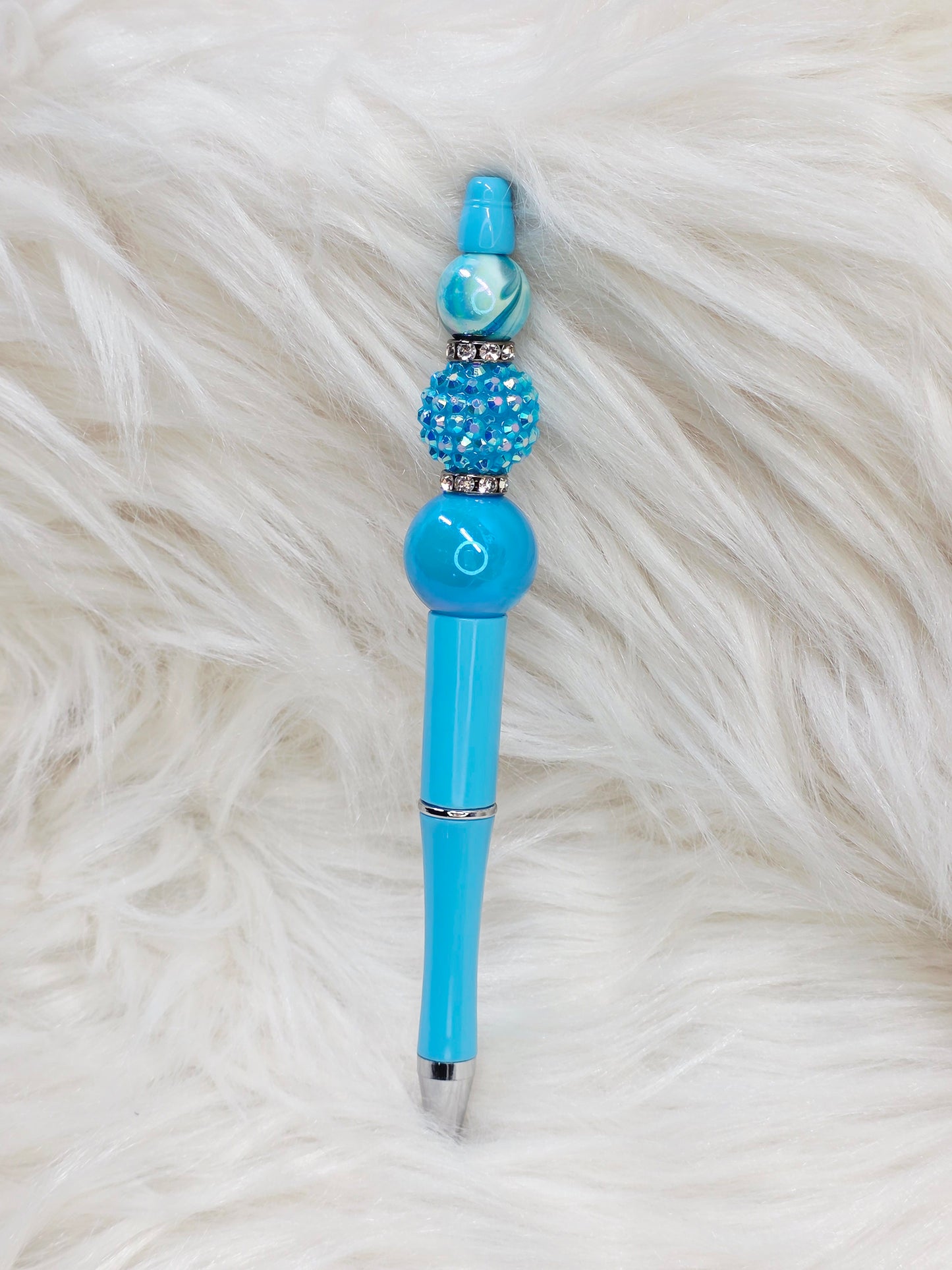 Blue Swirl Beaded Pen
