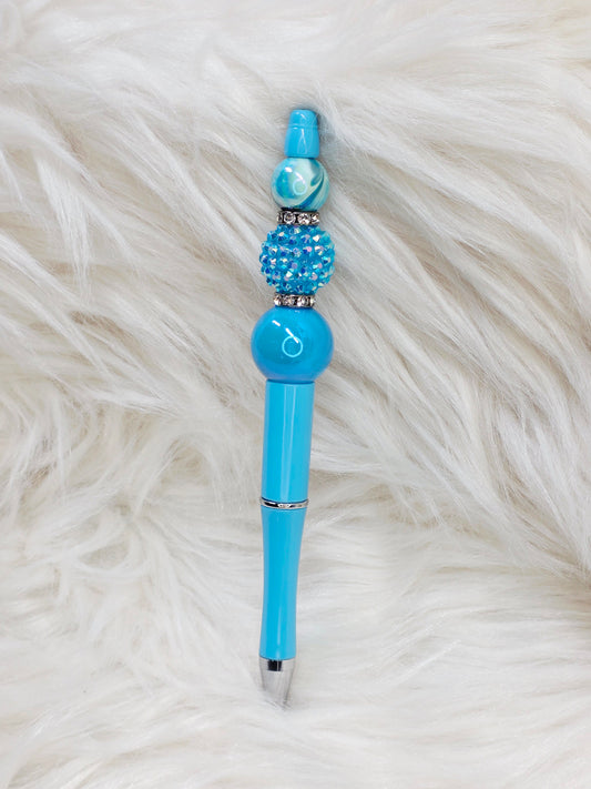 Blue Swirl Beaded Pen