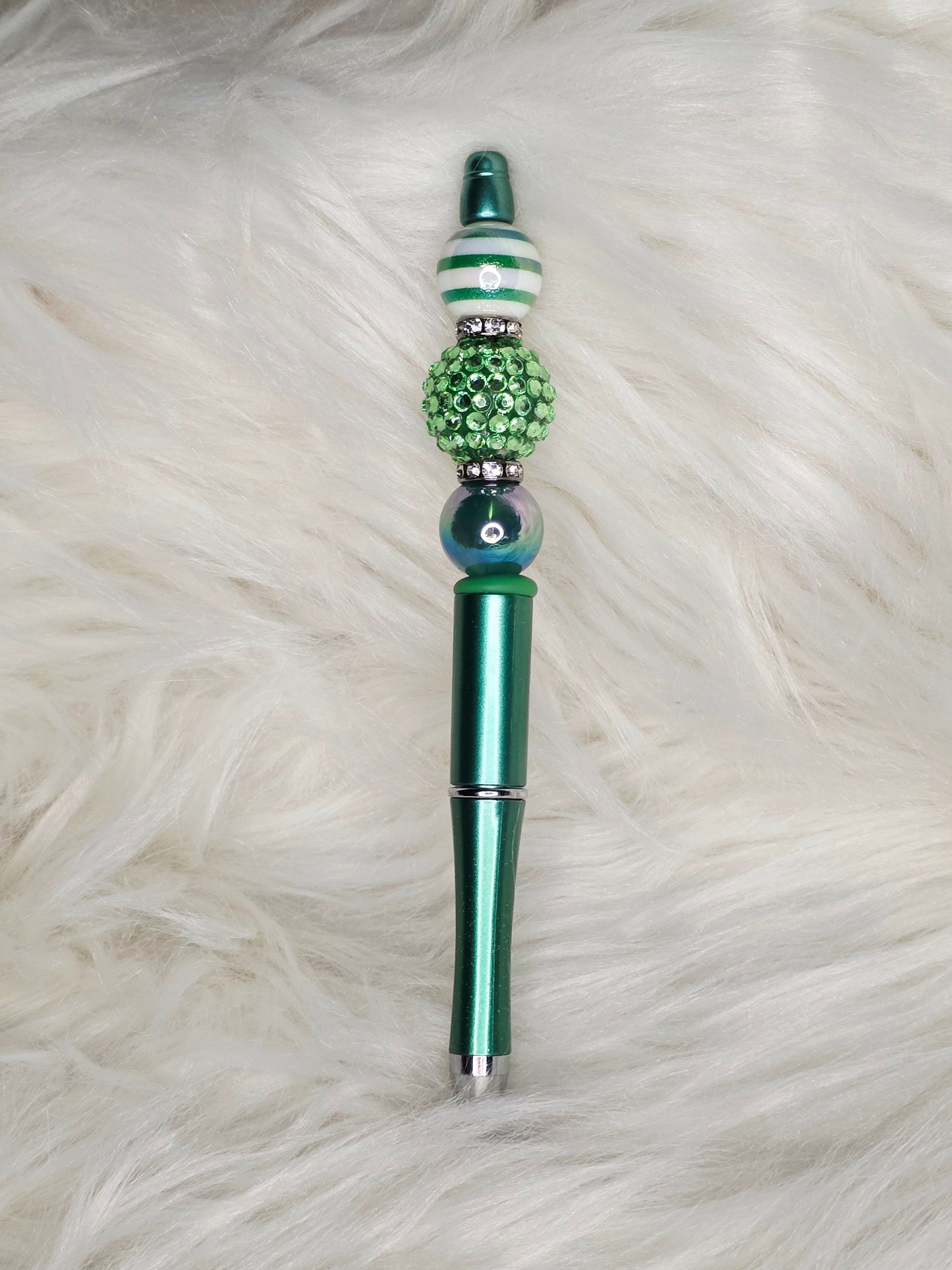 Green Stripe Beaded Pen