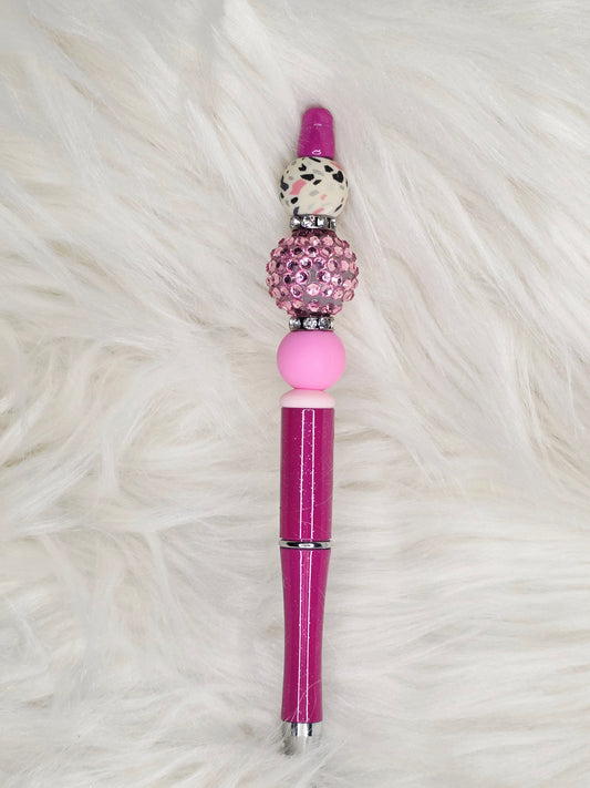 Dark Pink Beaded Pen