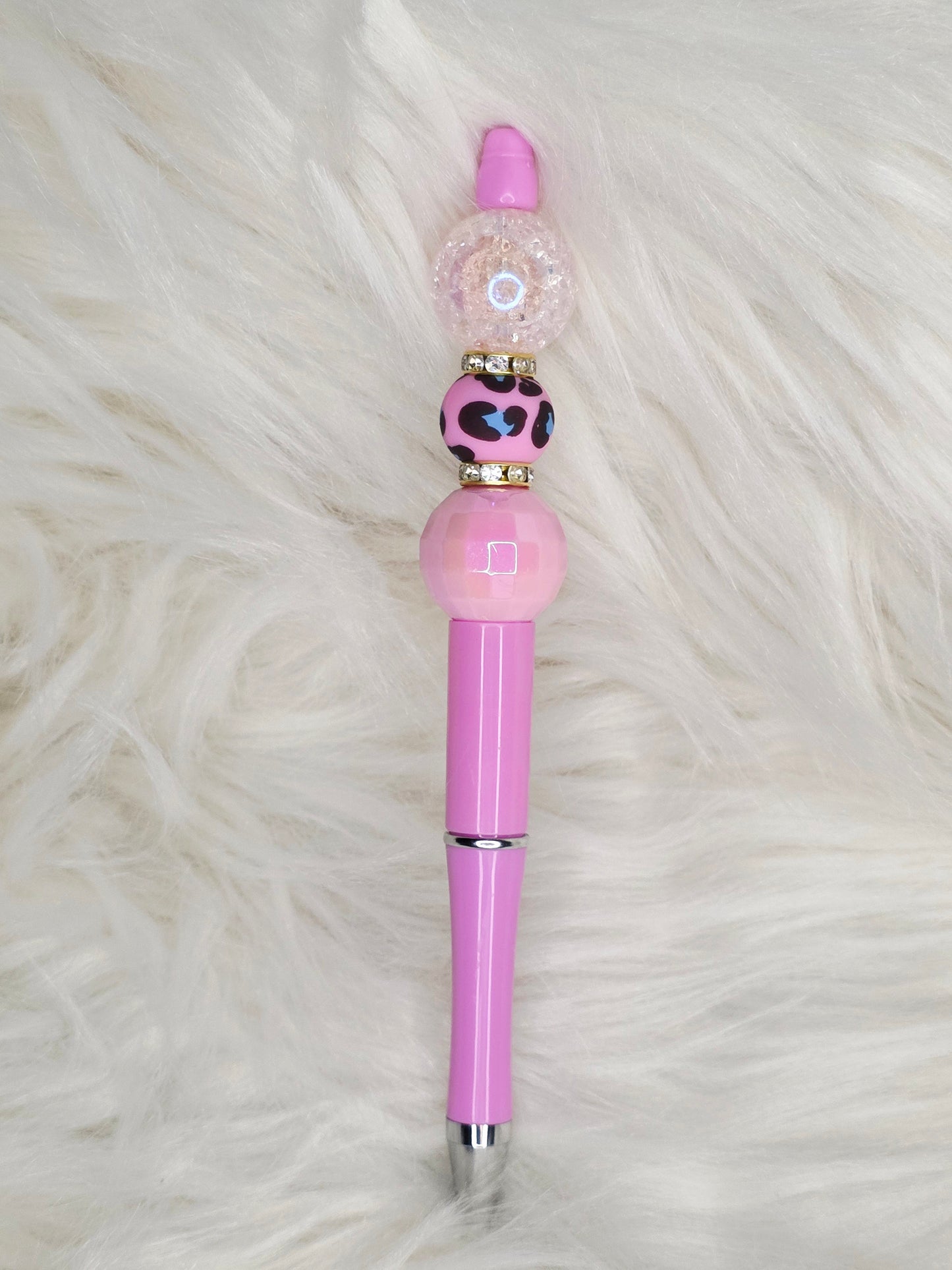 Cheetah Pink Beaded Pen