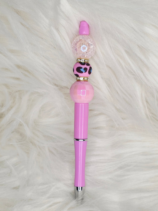 Cheetah Pink Beaded Pen