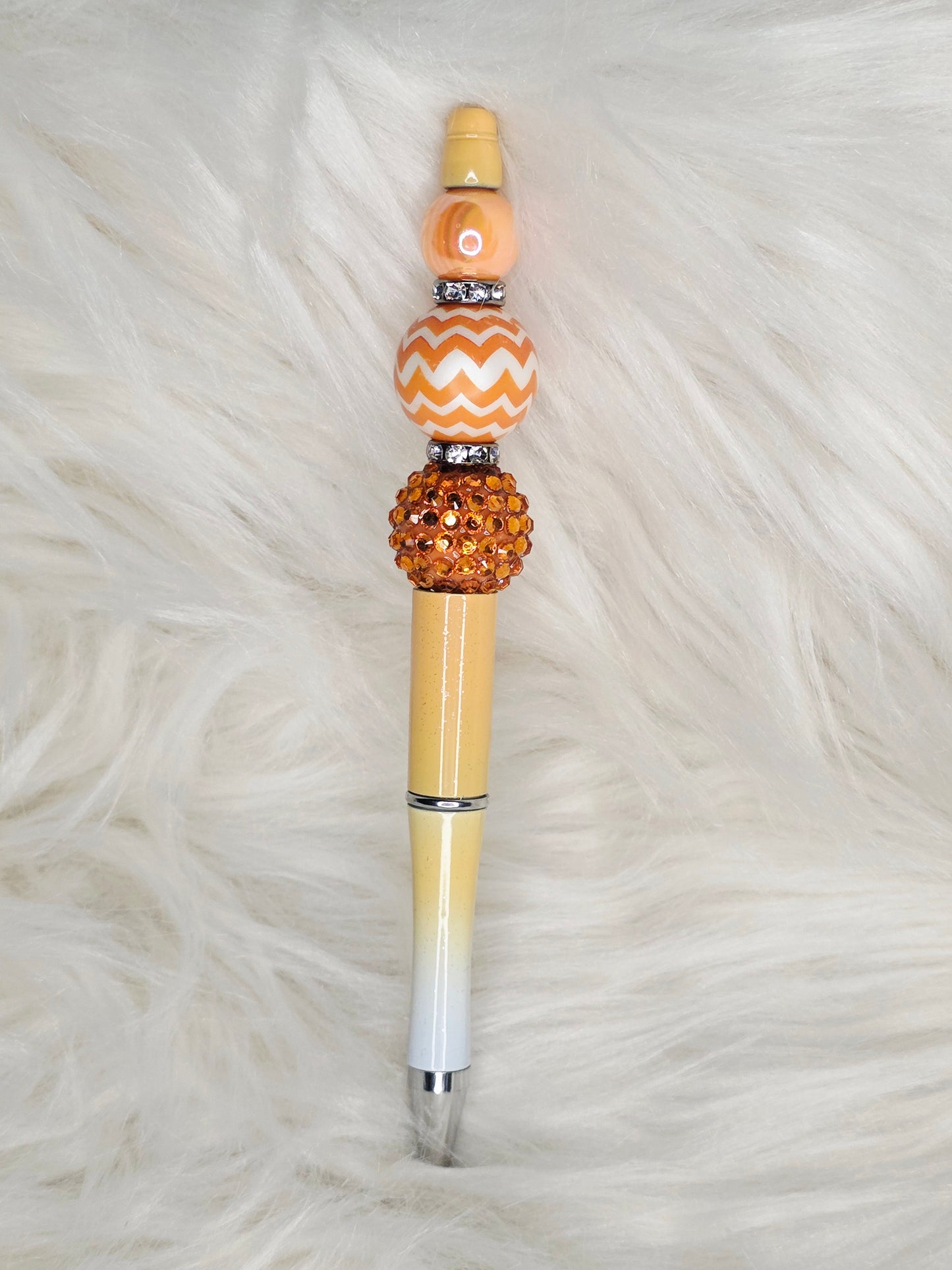 Orange Chevron Beaded Pen