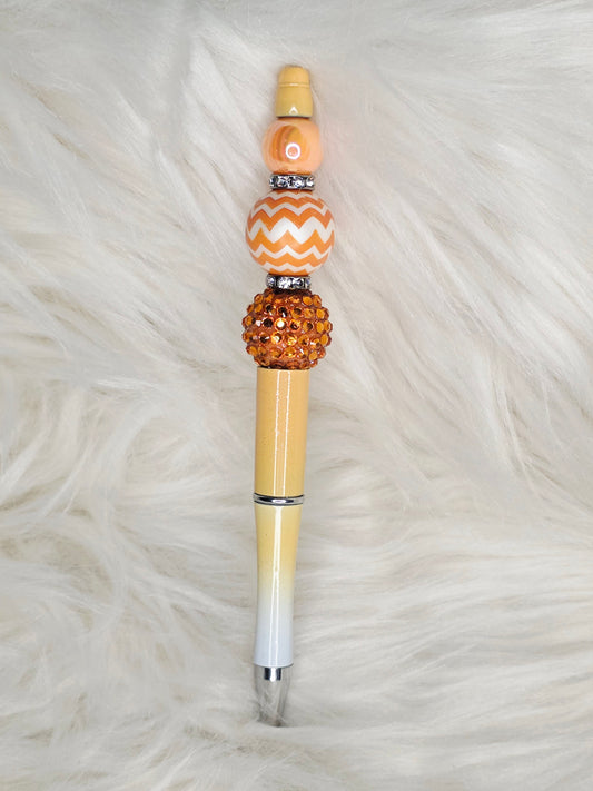 Orange Chevron Beaded Pen