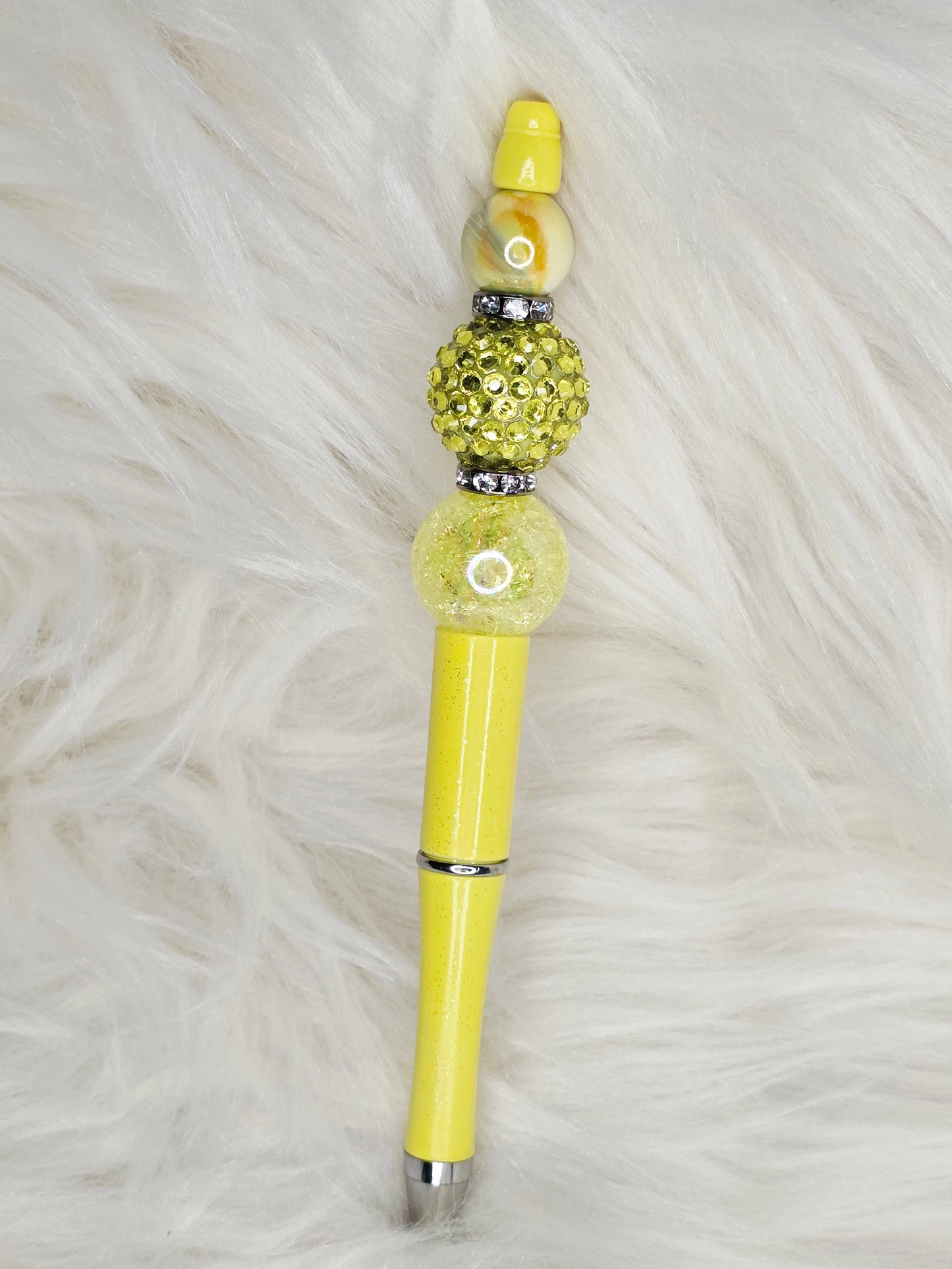 Yellow Swirl Beaded Pen