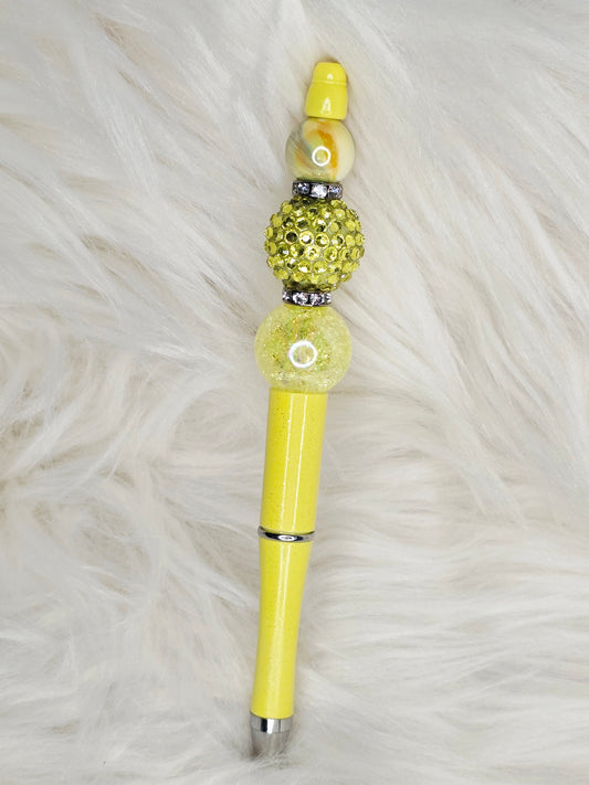 Yellow Swirl Beaded Pen