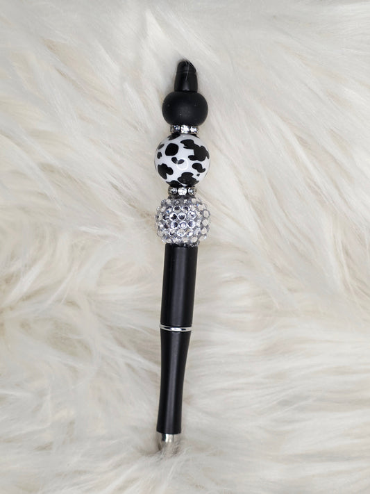 Cow Print Beaded Pen