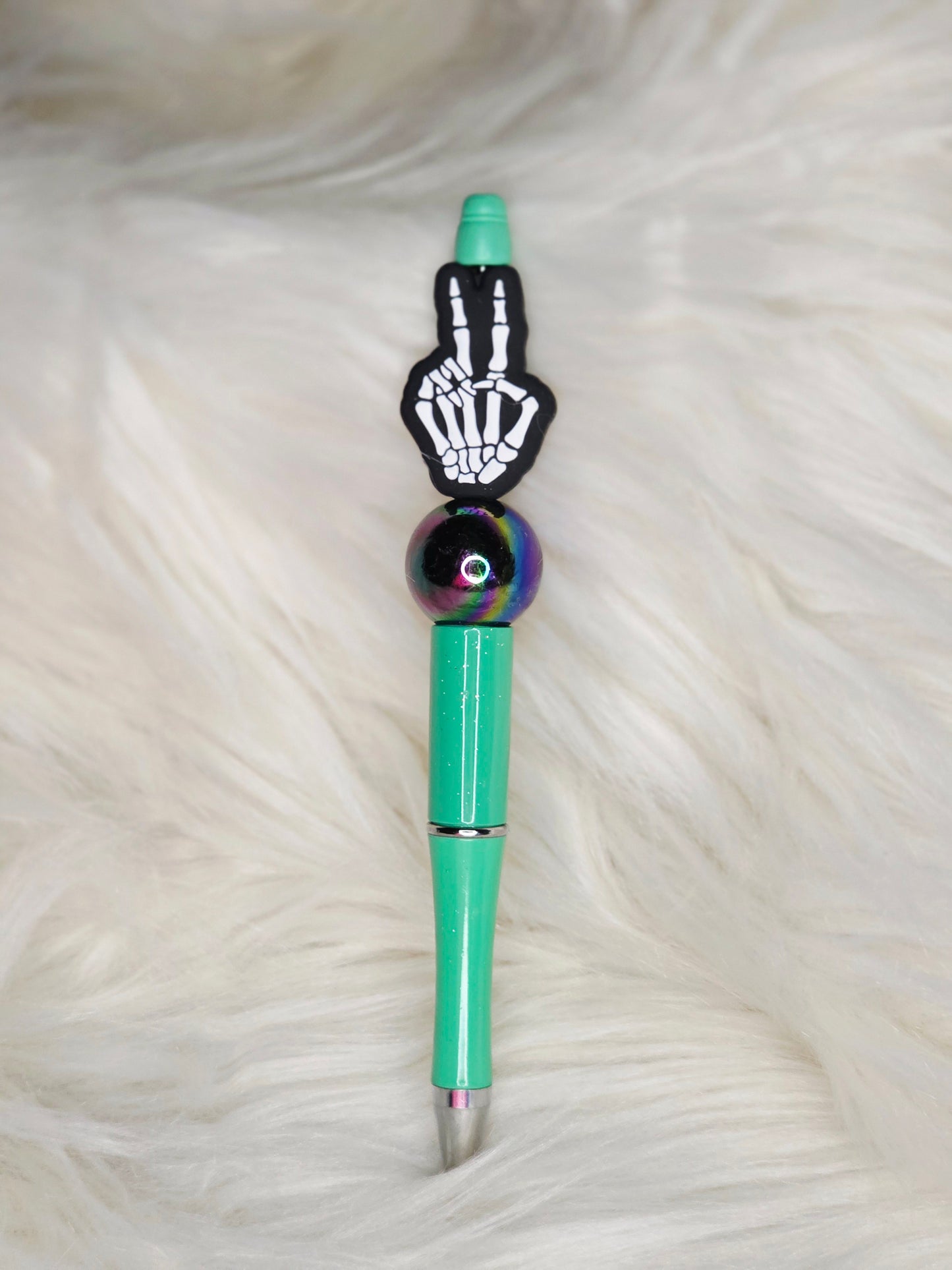 Green Peace Sign Beaded Pen