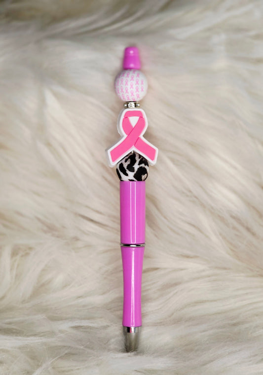 Breast Cancer Leopard Beaded Pen