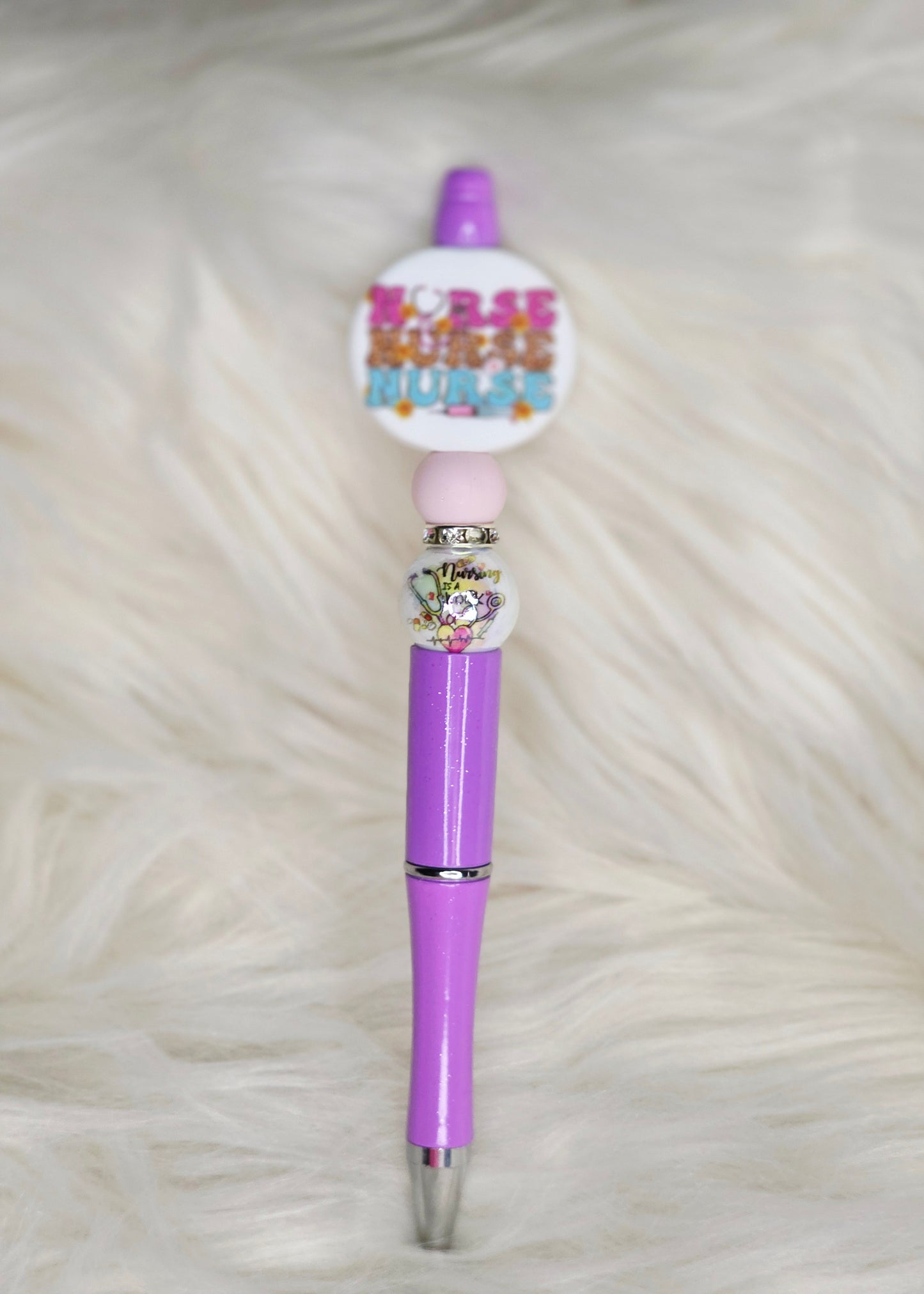 Nurse Purple Beaded Pen
