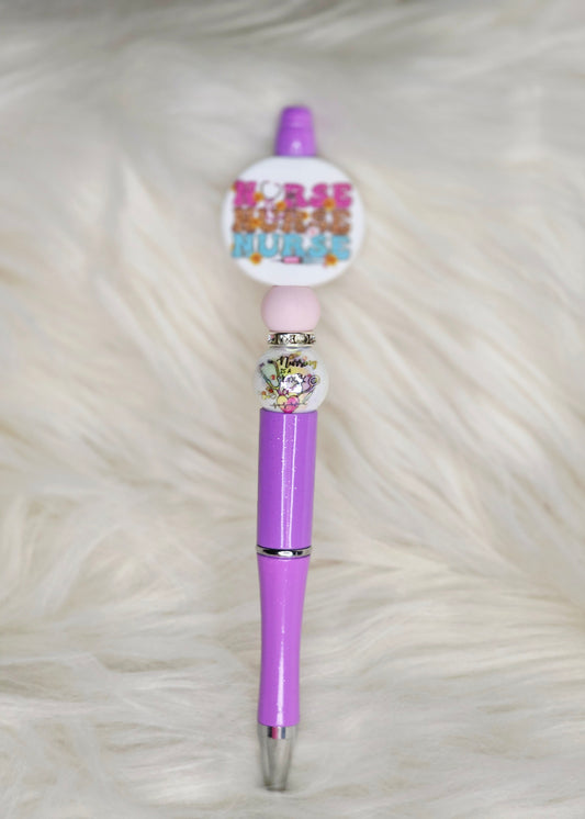 Nurse Purple Beaded Pen