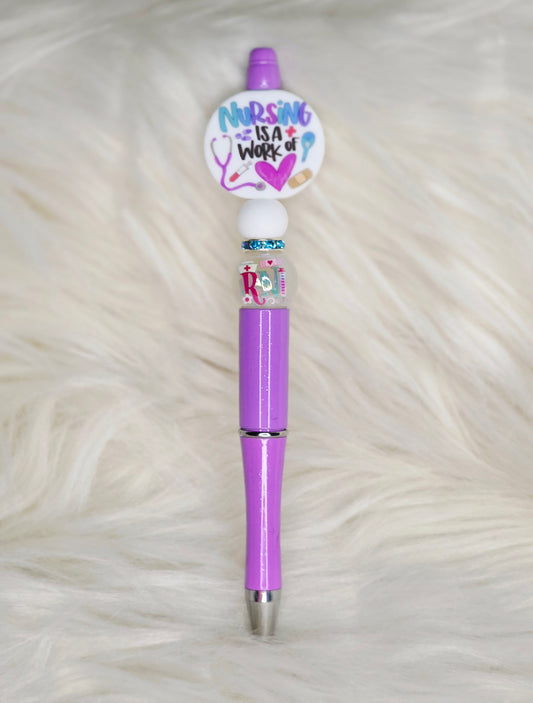 Nursing is a Work of Heart Beaded Pen