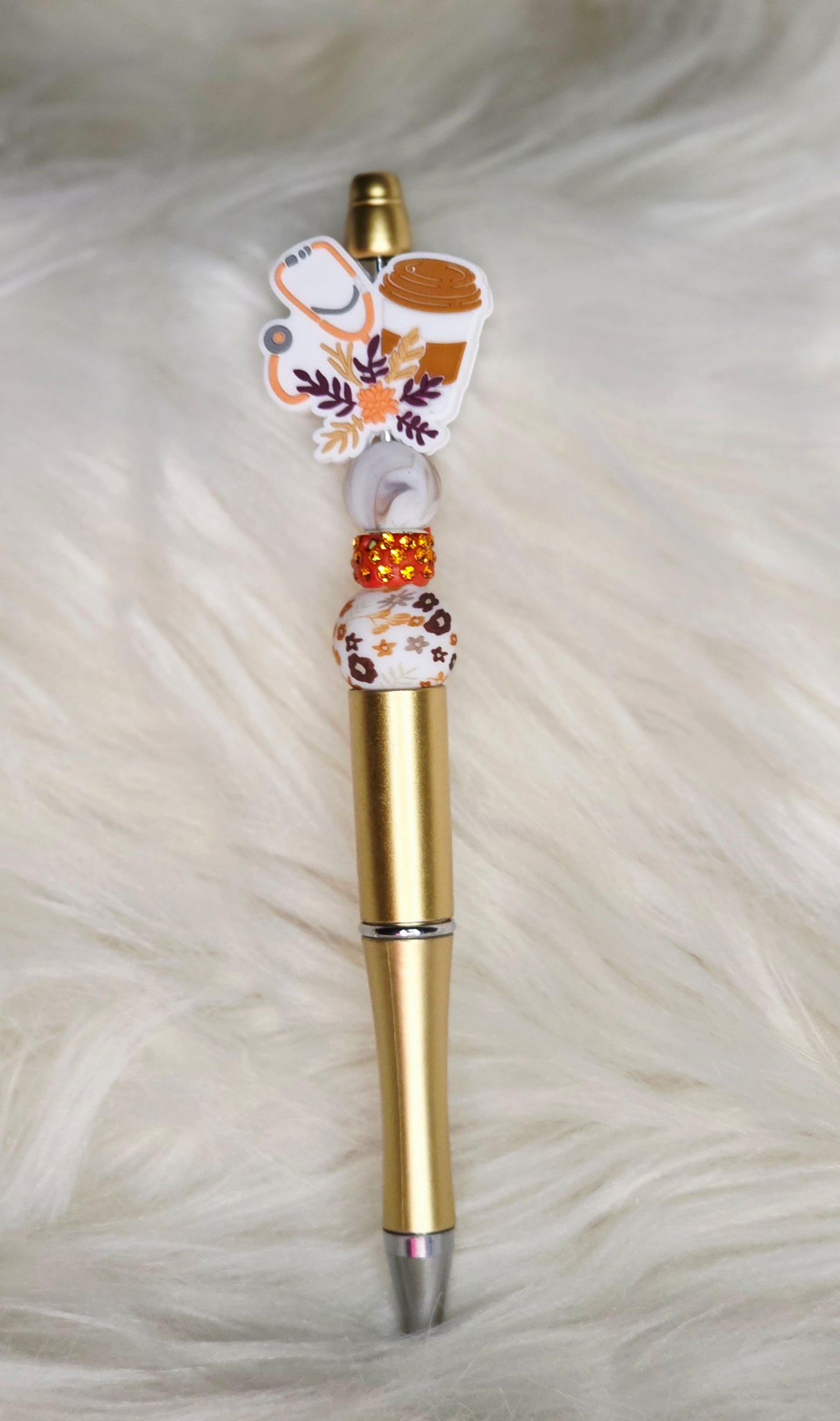 Nurse Coffee Beaded Pen