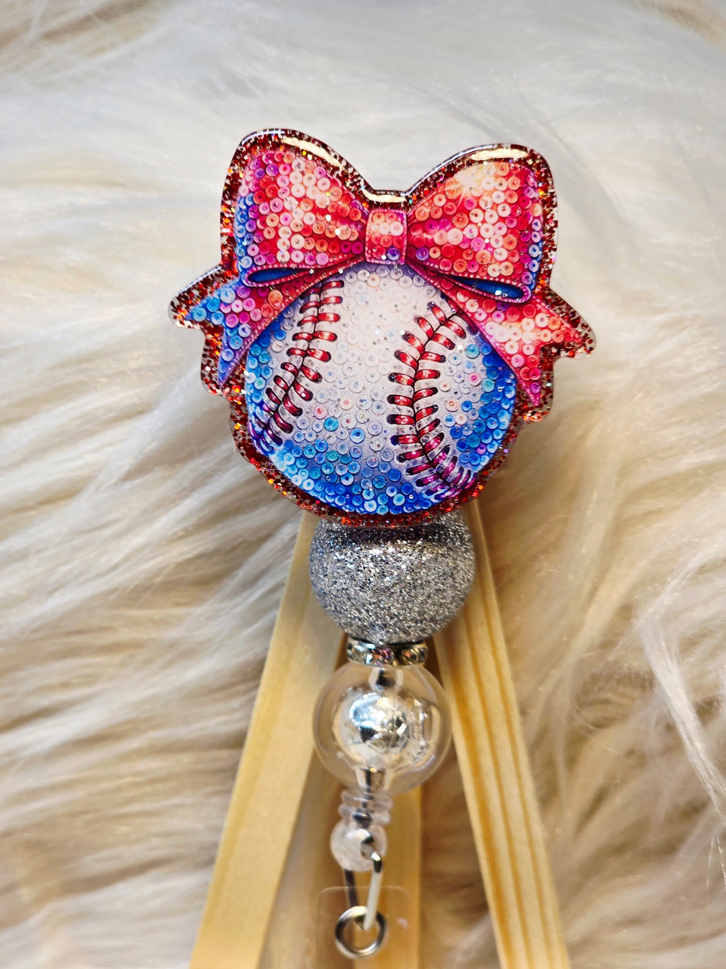 Baseball Bow Badge Reel Face