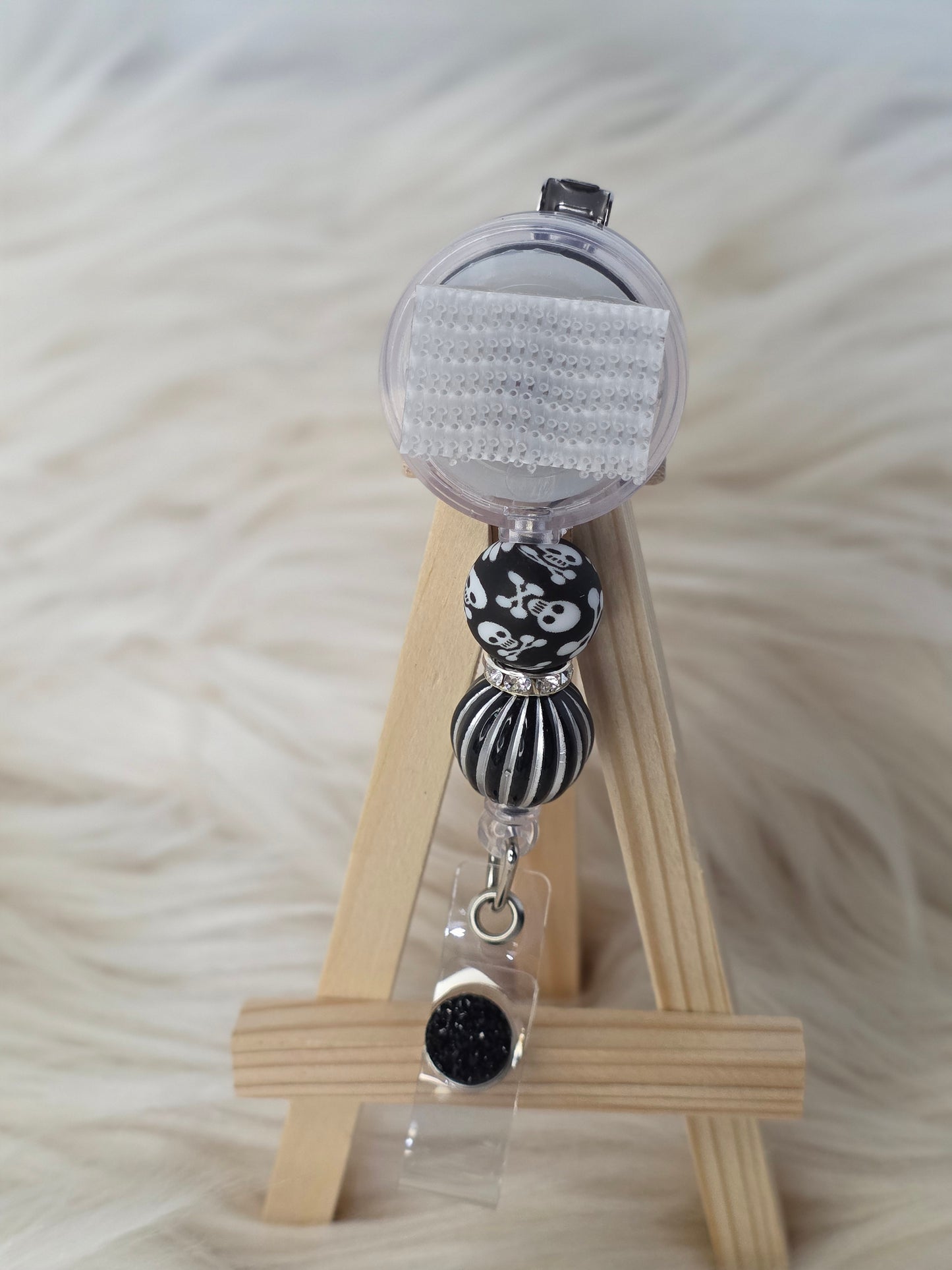 Skull Interchangeable Beaded Badge Reel(Alligator Clip)