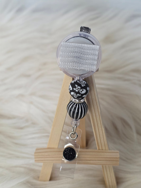 Skull Interchangeable Beaded Badge Reel(Alligator Clip)