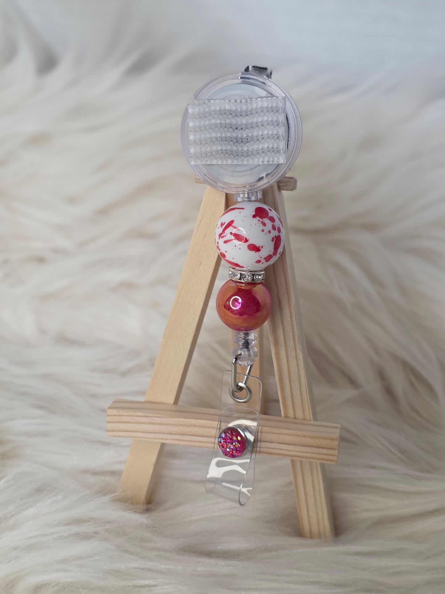 Blood Splatter Interchangeable Beaded Badge Reel(Alligator Clip)