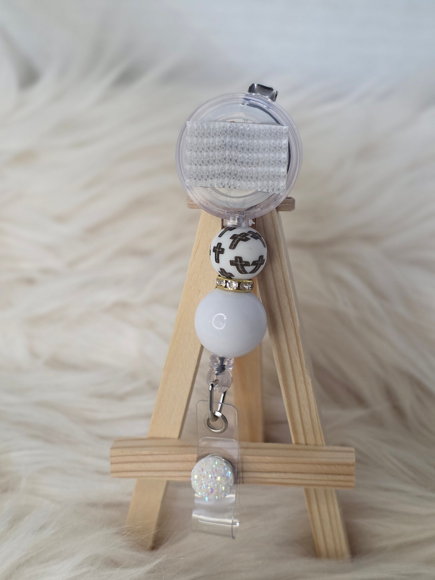 Cross Interchangeable Beaded Badge Reel(Alligator Clip)