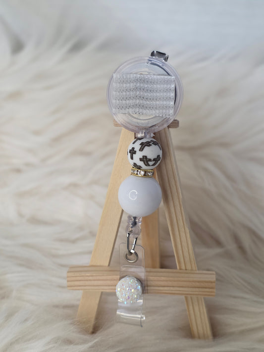 Cross Interchangeable Beaded Badge Reel(Alligator Clip)