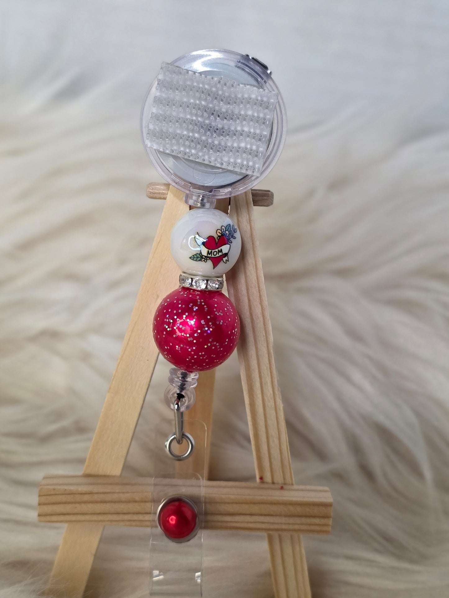 Mom Interchangeable Beaded Badge Reel(Alligator Clip)