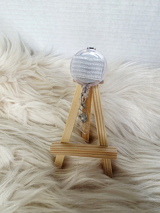 Very Basic Interchangeable Badge Reel with alligator clip or belt Clip.