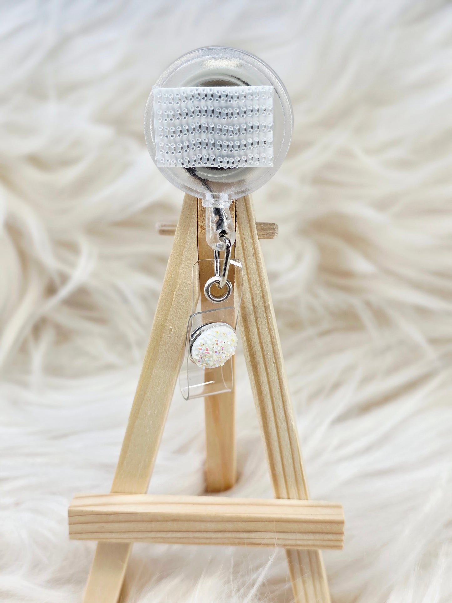 White Basic Interchangeable Badge Reel (Belt Clip)