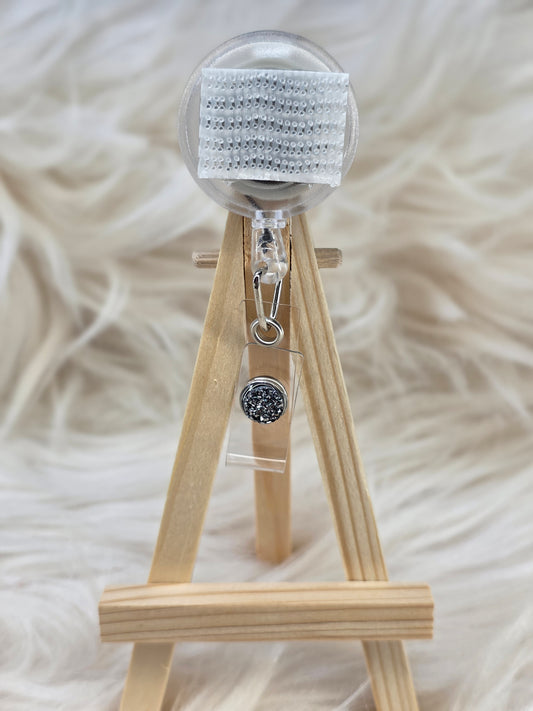 Dark Silver Basic Interchangeable Badge Reel (Belt Clip)