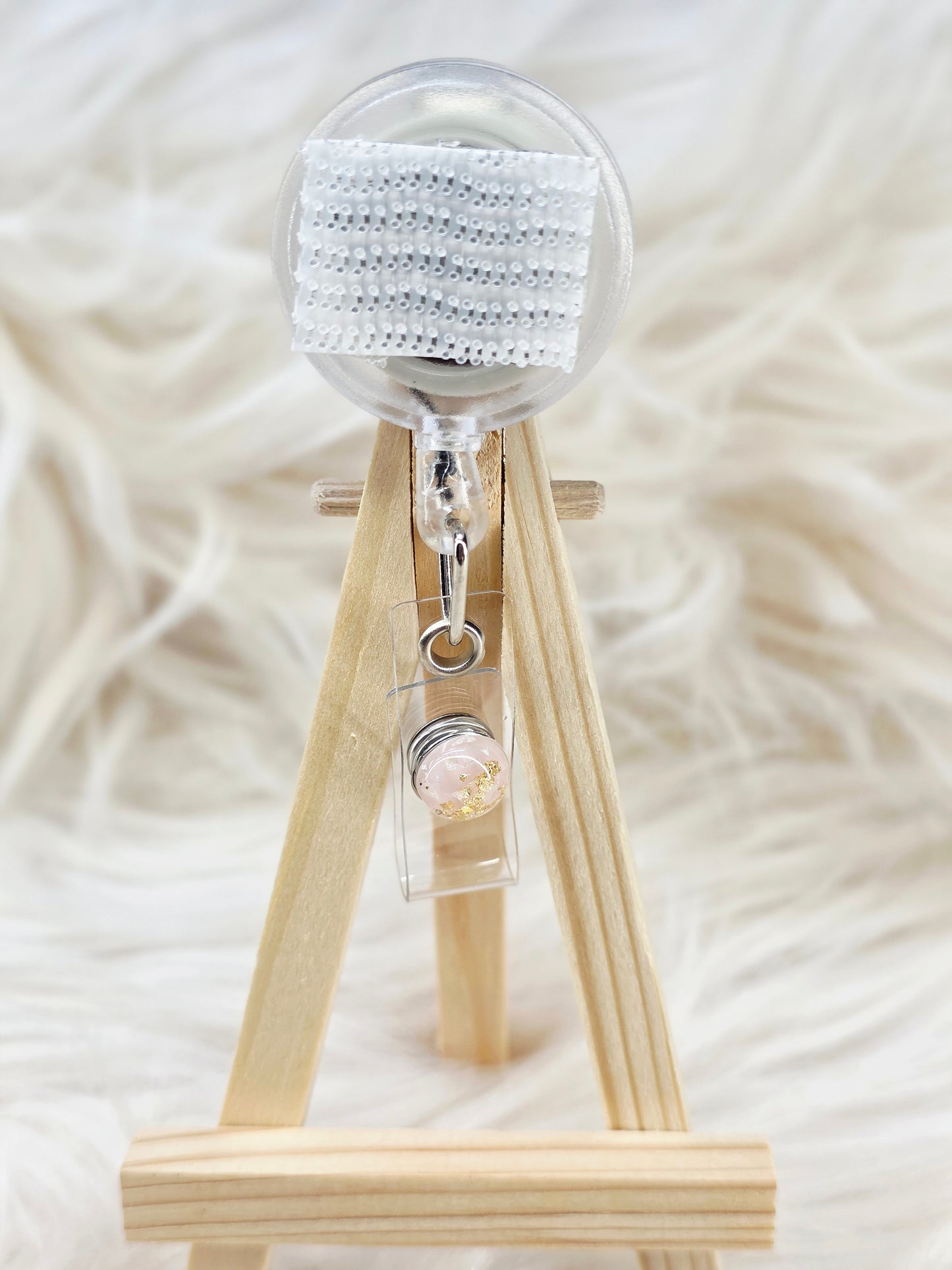 Pink/Gold Basic Interchangeable Badge Reel (Belt Clip)