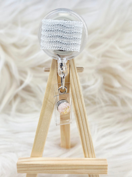 Pink/Gold Basic Interchangeable Badge Reel (Belt Clip)
