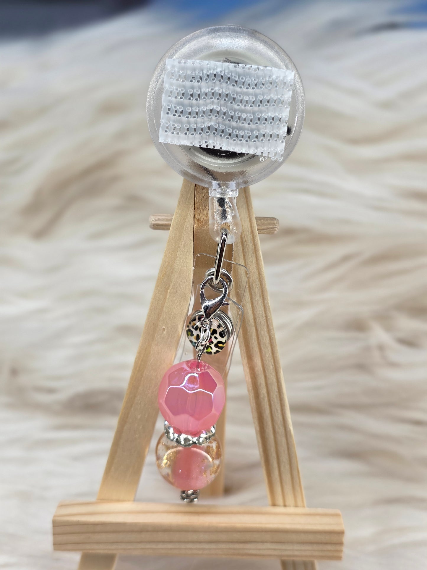 Pink Badge Reel Charm