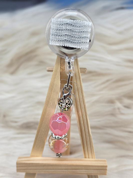 Pink Badge Reel Charm