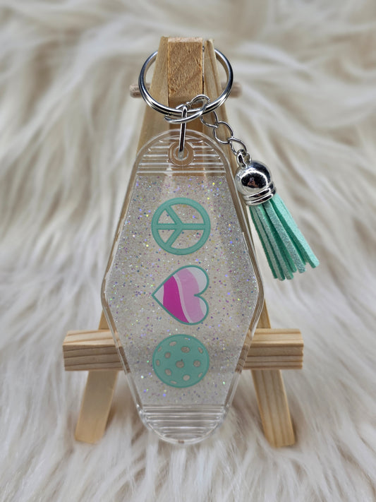Peach Love Pickleball Keychain
