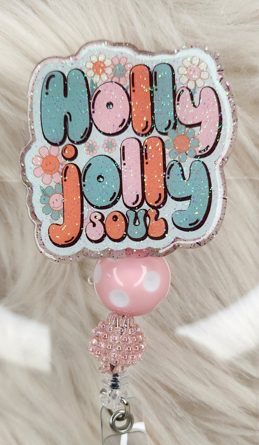 Holly Jolly Badge Reel Face