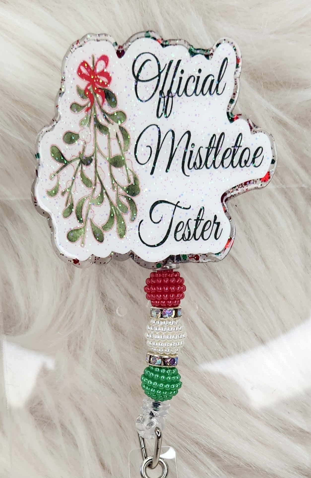Mistletoe Tester Badge Reel Face