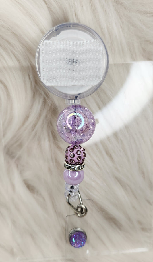 Light Purple Sparkle Badge Reel(Alligator Clip)