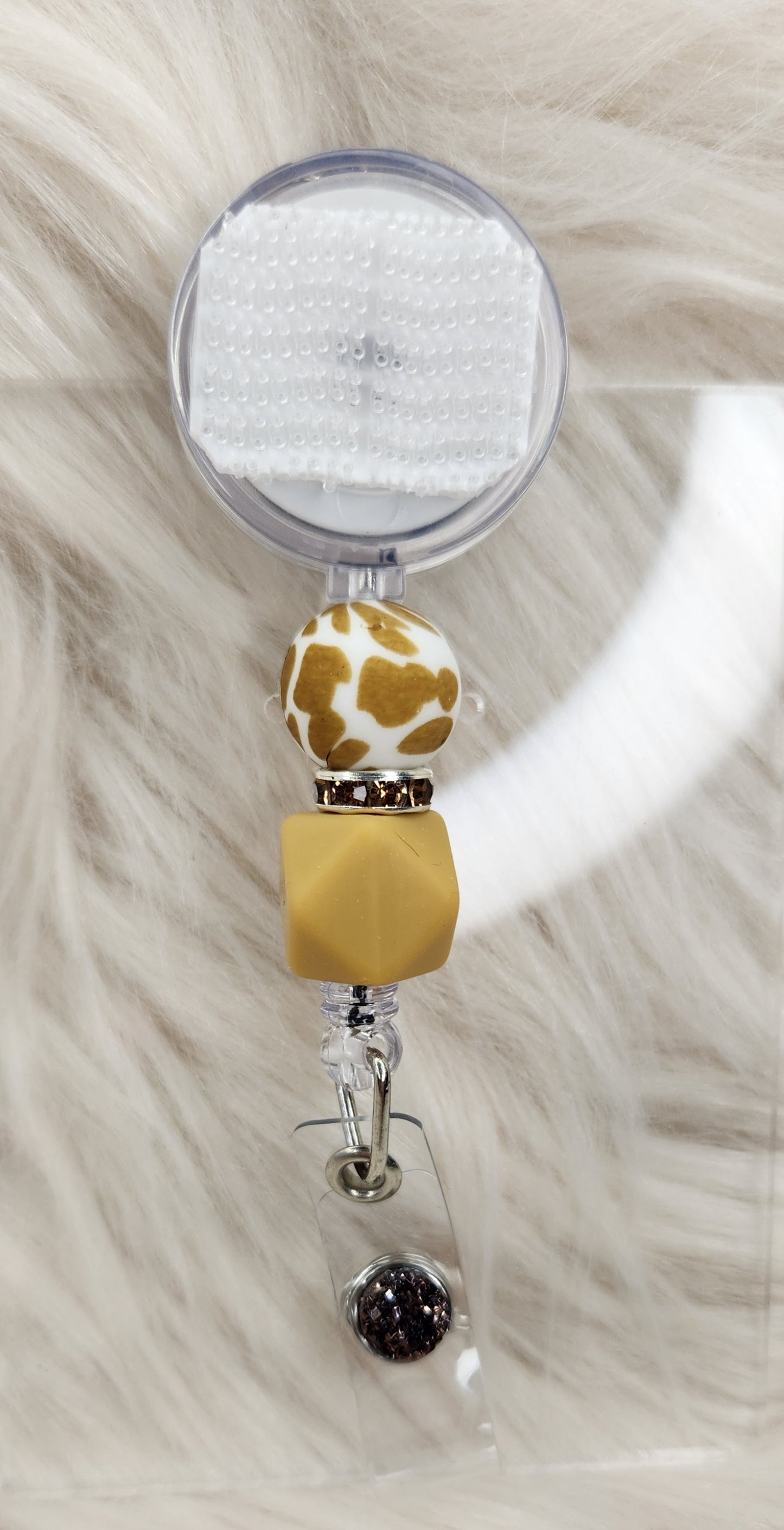 Brown Cow Print Badge Reel(Alligator Clip)