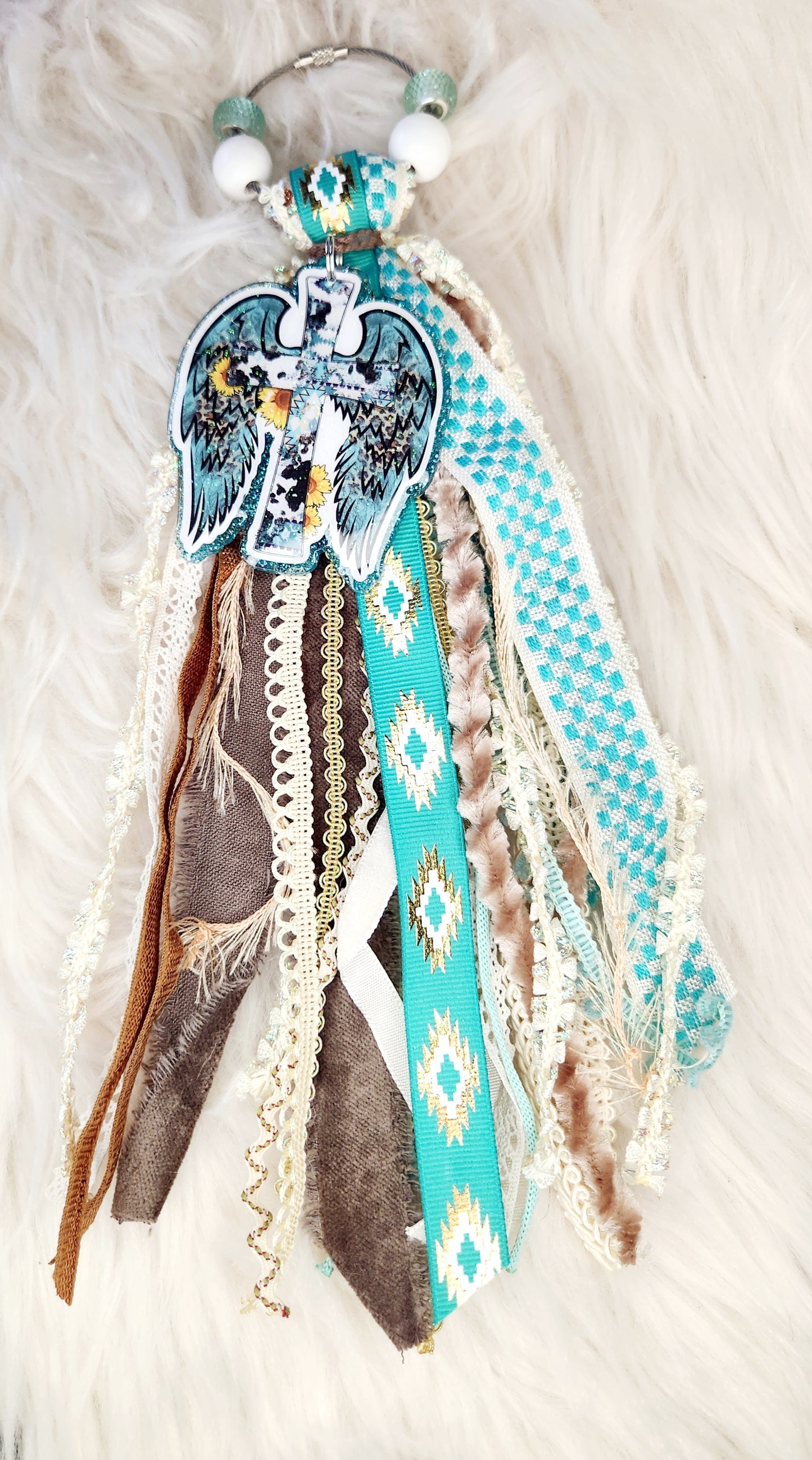 Turquoise Cross Bag Tassel