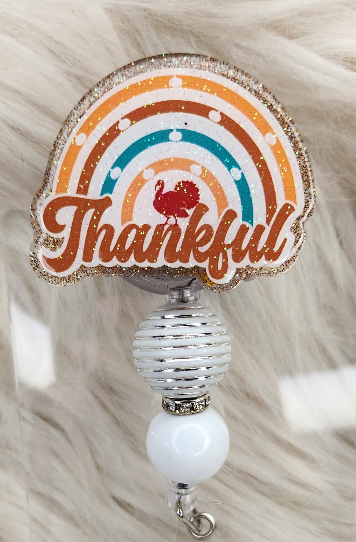 Thankful Rainbow Badge Reel Face
