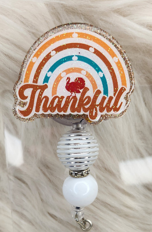 Thankful Rainbow Badge Reel Face