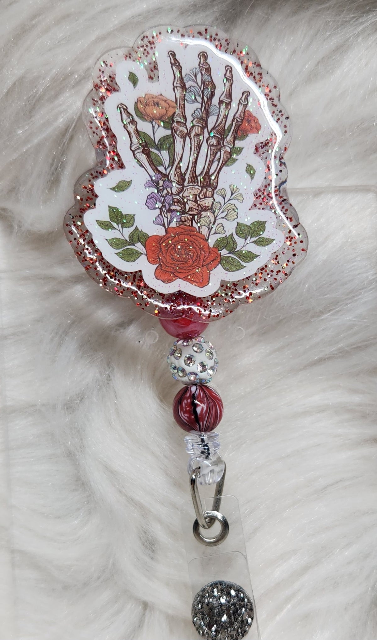 Hand bones Badge Reel Face