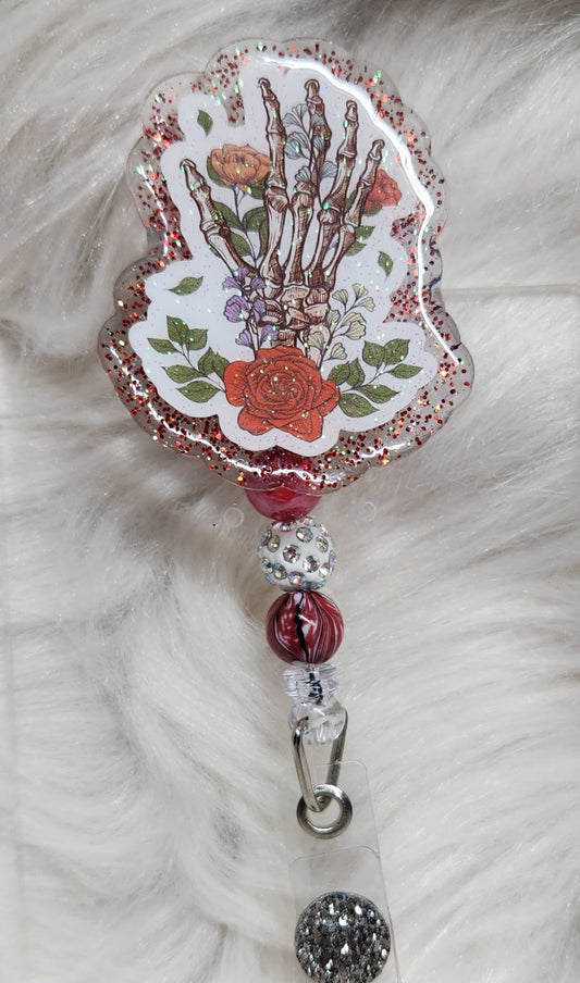 Hand bones Badge Reel Face