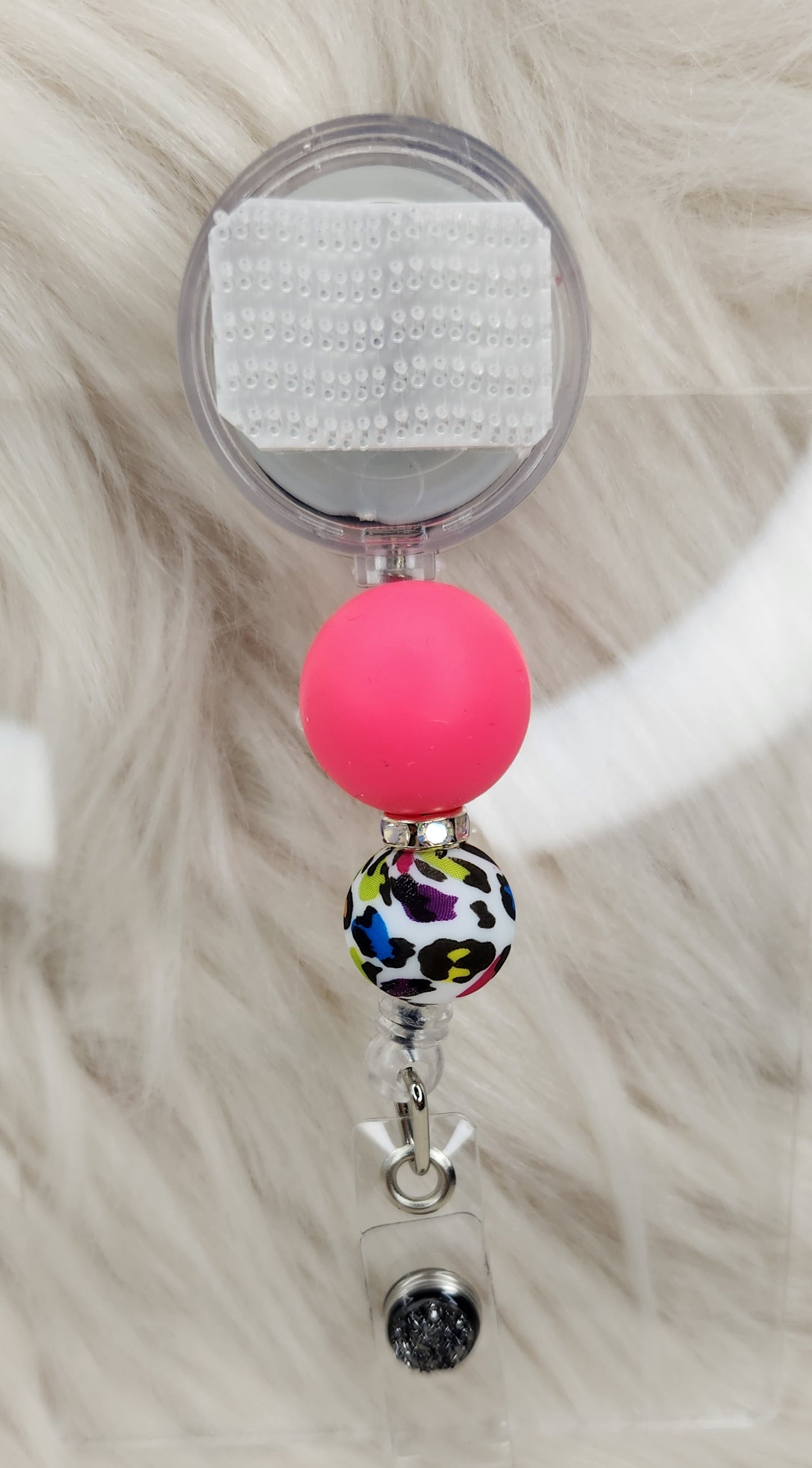 Hot Pink Cheetah Badge Reel(Alligator Clip)